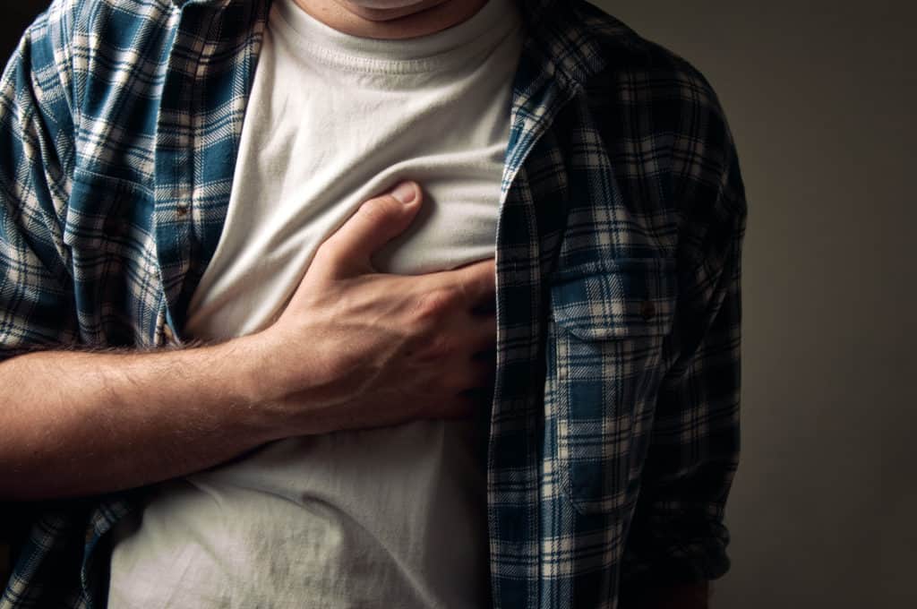 man pulled a muscle in chest causing pain