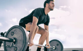 man about to do a deadlift weight exercise
