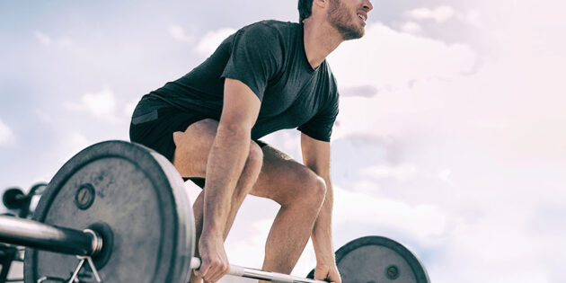 man about to do a deadlift weight exercise