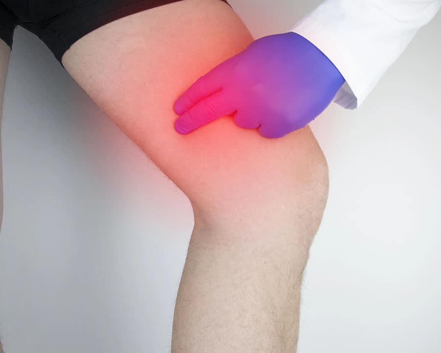 A man suffers from hip pain. Concept image of treating a hip joint.