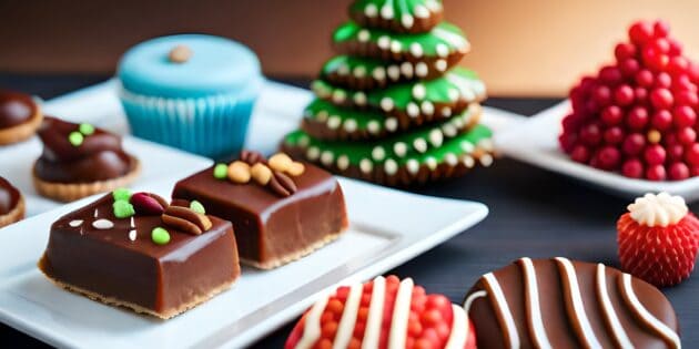 a plate of desserts on a table