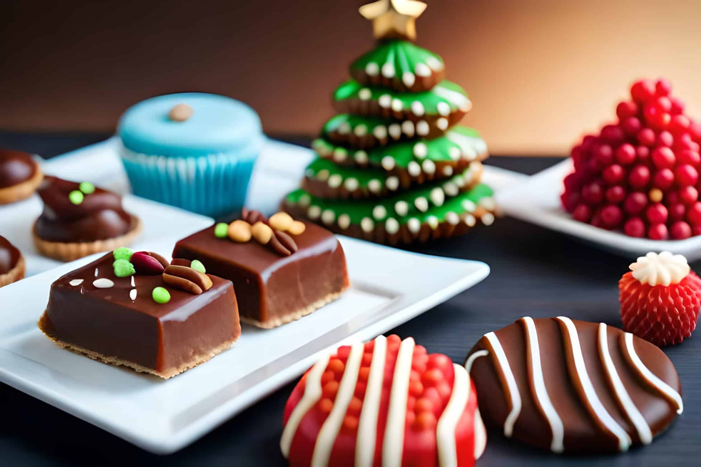 a plate of desserts on a table