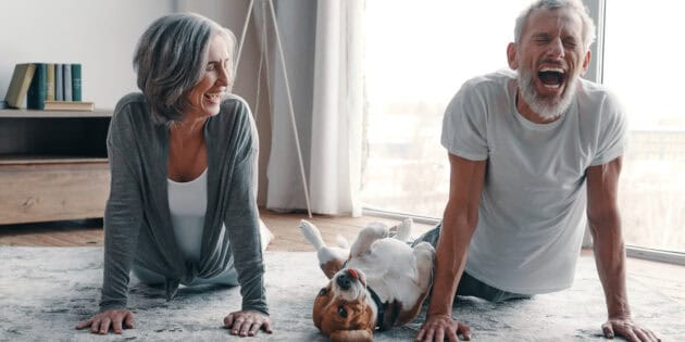 senior couple keeping active and laughing thanks to physical therapy